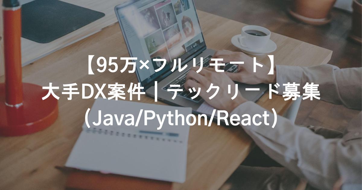 【95万×フルリモート】大手DX案件|テックリード募集(Java/Python/React)
