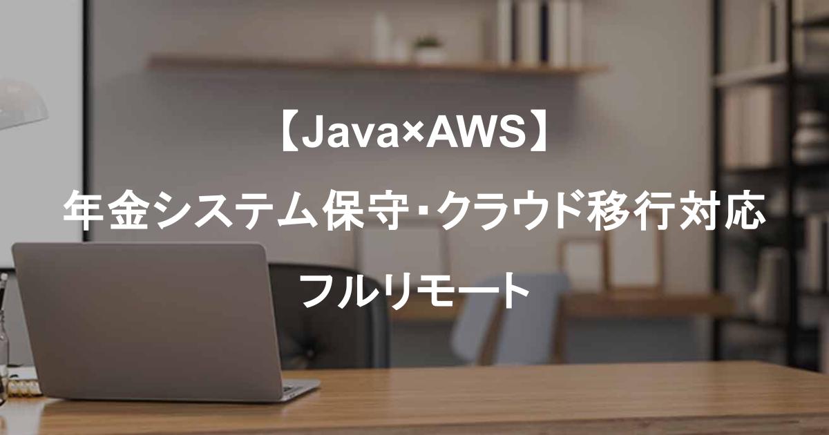 【Java×AWS】年金システム保守・クラウド移行対応｜上流工程・長期案件／フルリモート