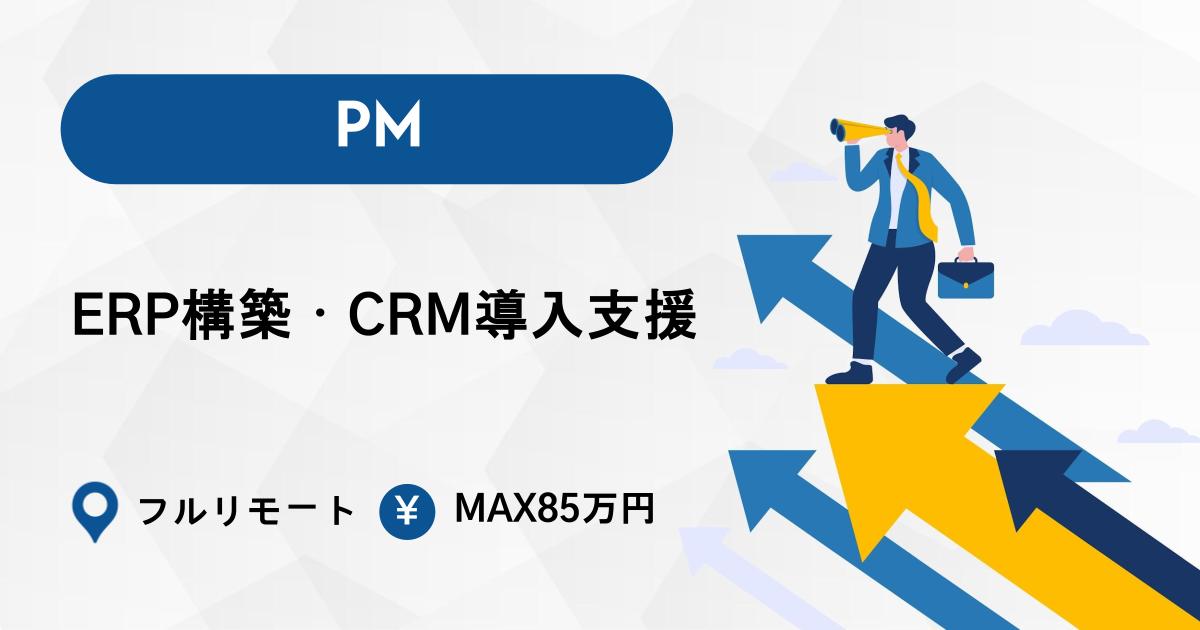 【PM募集】ERP構築・CRM導入支援｜MS製品×要件定義・顧客折衝／フルリモート・最大85万