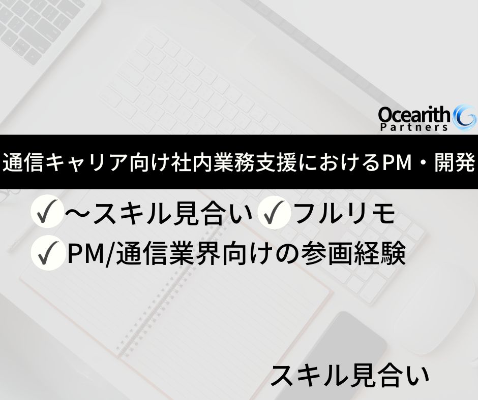 フルリモ【通信キャリア向け、社内業務支援におけるPM・開発メンバー募集】