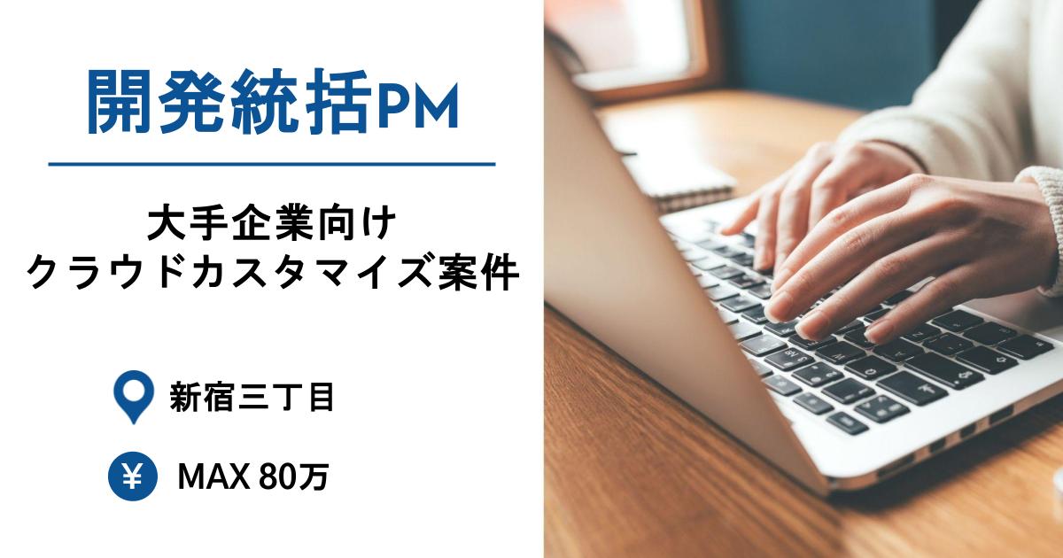 【開発統括PM】大手企業向けクラウドカスタマイズ案件@新宿三丁目｜MAX80万