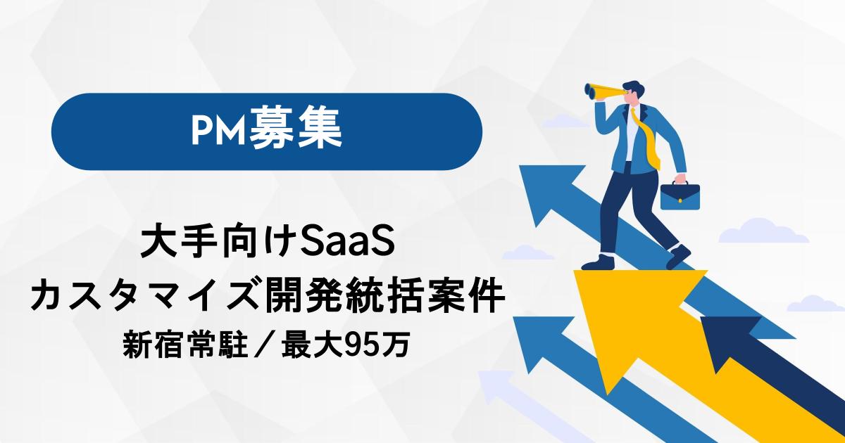 【PM募集】大手向けSaaSカスタマイズ開発統括案件｜新宿常駐／最大95万