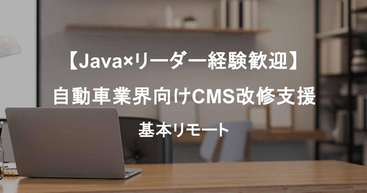 【Java×リーダー経験歓迎】自動車業界向けCMS改修支援/基本リモート・長期安定PJ
