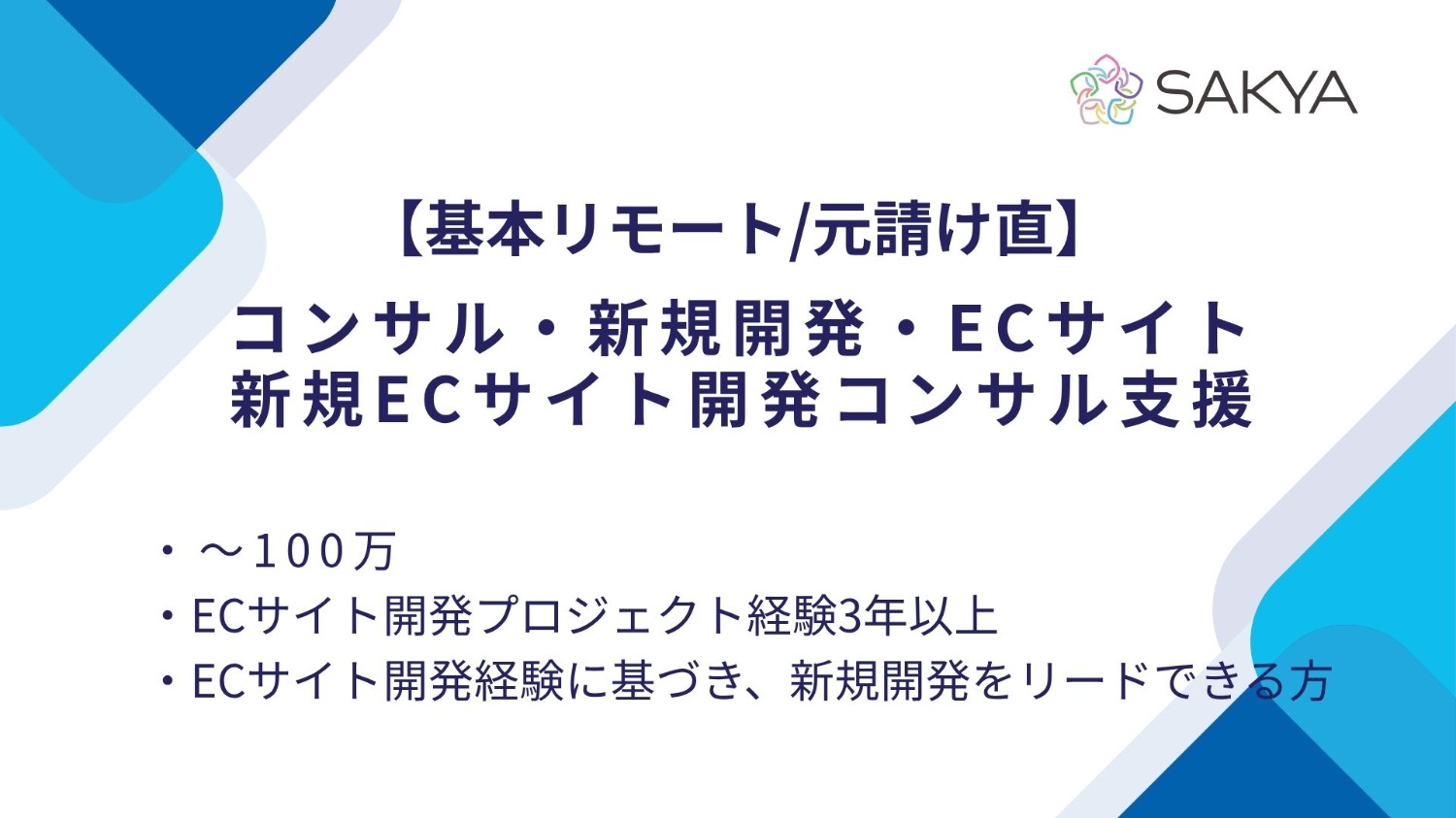 【基本リモート(地方OK)/元請け直/コンサル,新規開発,ECサイト】 新規ECサイト開発コンサル支援