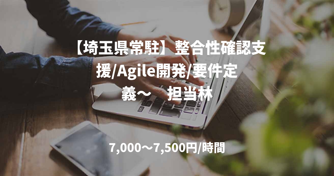 【埼玉県常駐】整合性確認支援/Agile開発/要件定義～　担当林
