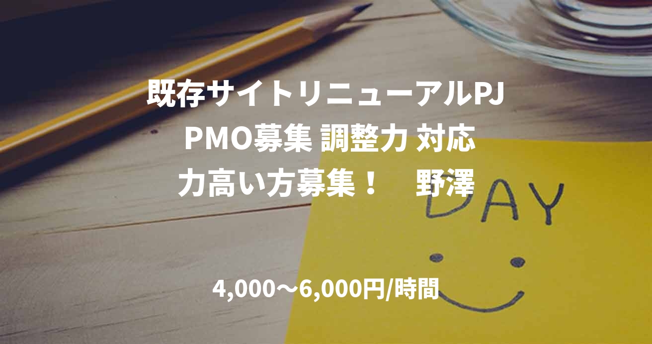 既存サイトリニューアルPJ PMO募集 調整力 対応力高い方募集！　野澤
