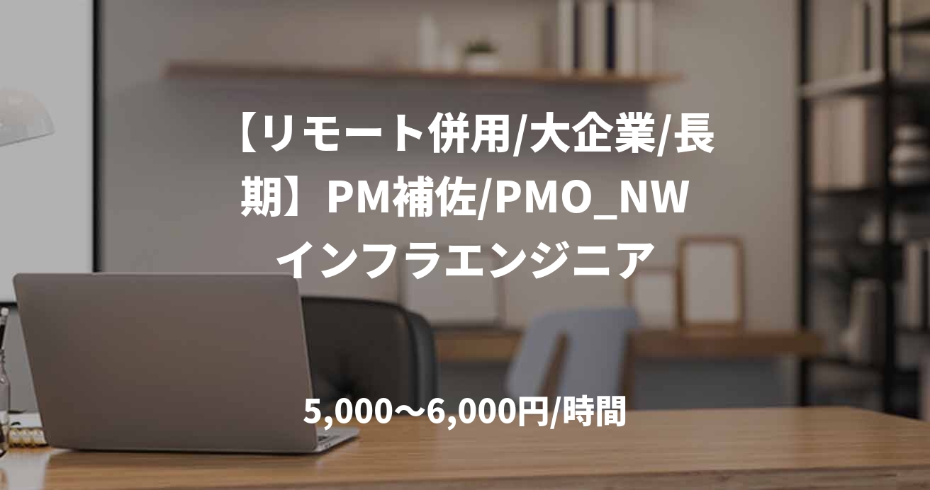 【リモート併用/大企業/長期】PM補佐/PMO_NWインフラエンジニア