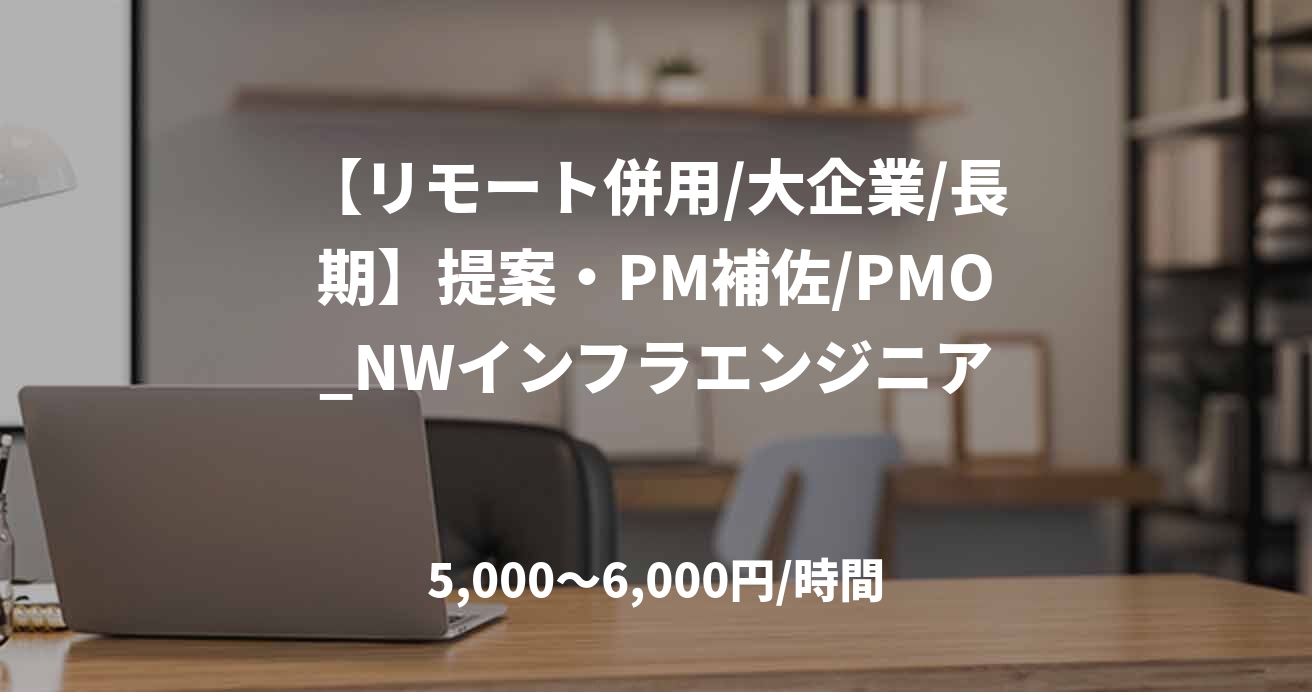 【リモート併用/大企業/長期】提案・PM補佐/PMO_NWインフラエンジニア