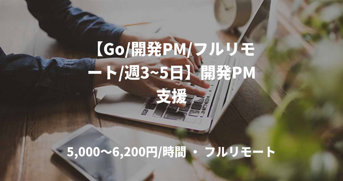 【Go/開発PM/フルリモート/週3~5日】開発PM支援
