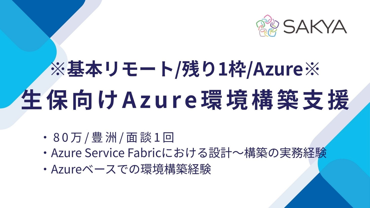 【基本リモート/残り1枠/面談1回】生保向けAzure環境構築支援