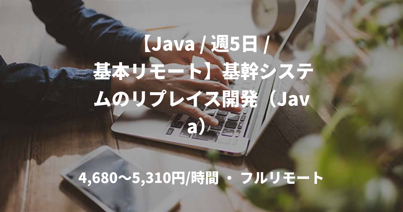 【Java / 週5日 / 基本リモート】基幹システムのリプレイス開発（Java）