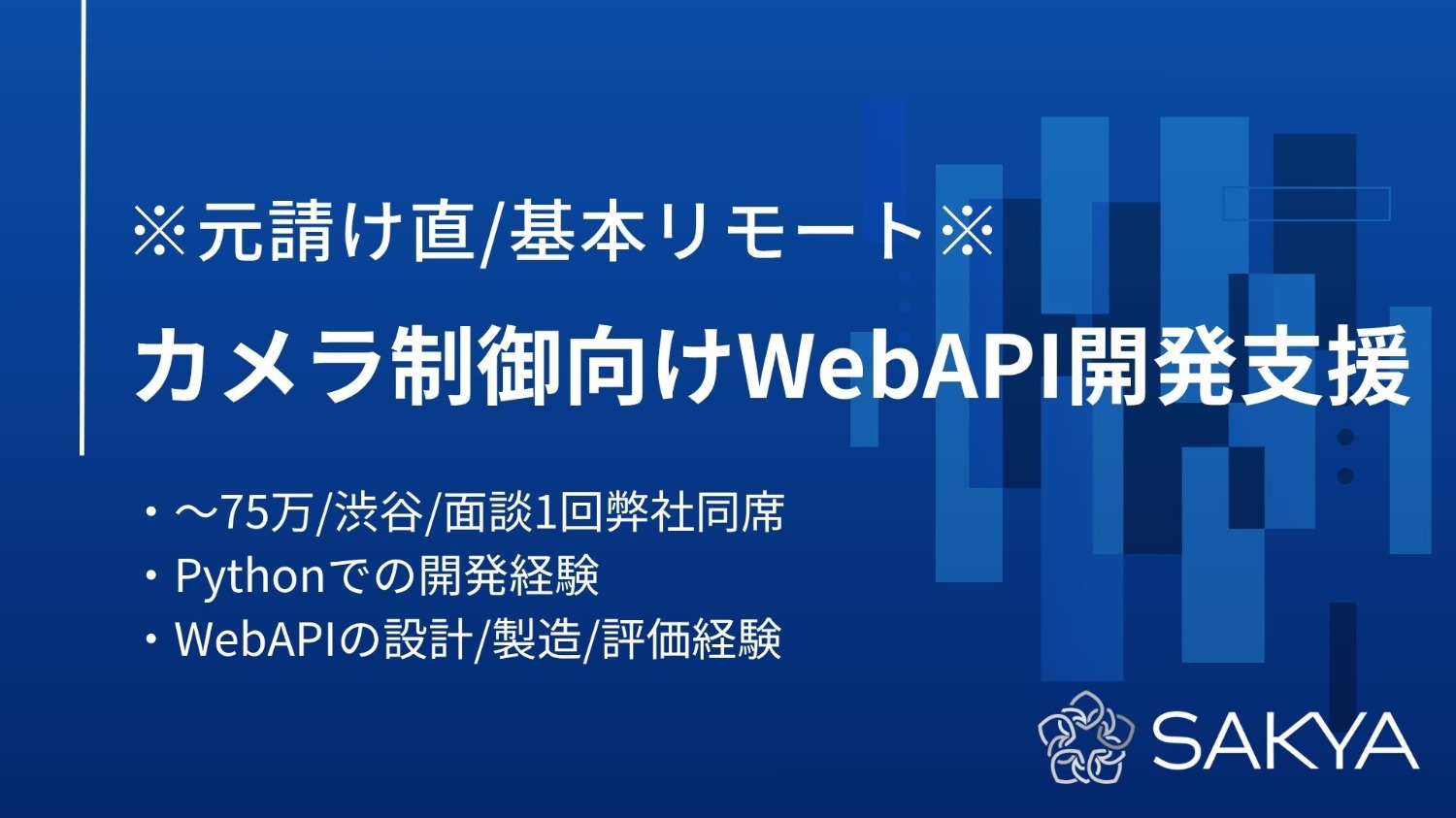 【元請け直 / Python / 基本リモート】カメラ制御向けWebAPI開発支援
