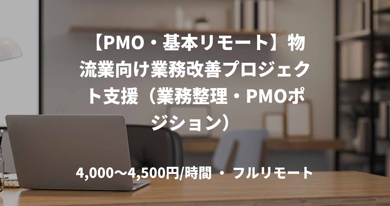 【PMO・基本リモート】物流業向け業務改善プロジェクト支援（業務整理・PMOポジション）