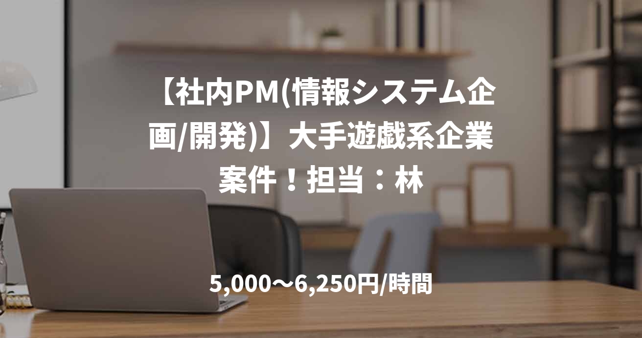 【社内PM(情報システム企画/開発)】大手遊戯系企業案件！担当：林