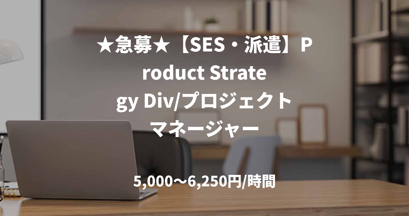 ★急募★【SES・派遣】Product Strategy Div/プロジェクトマネージャー