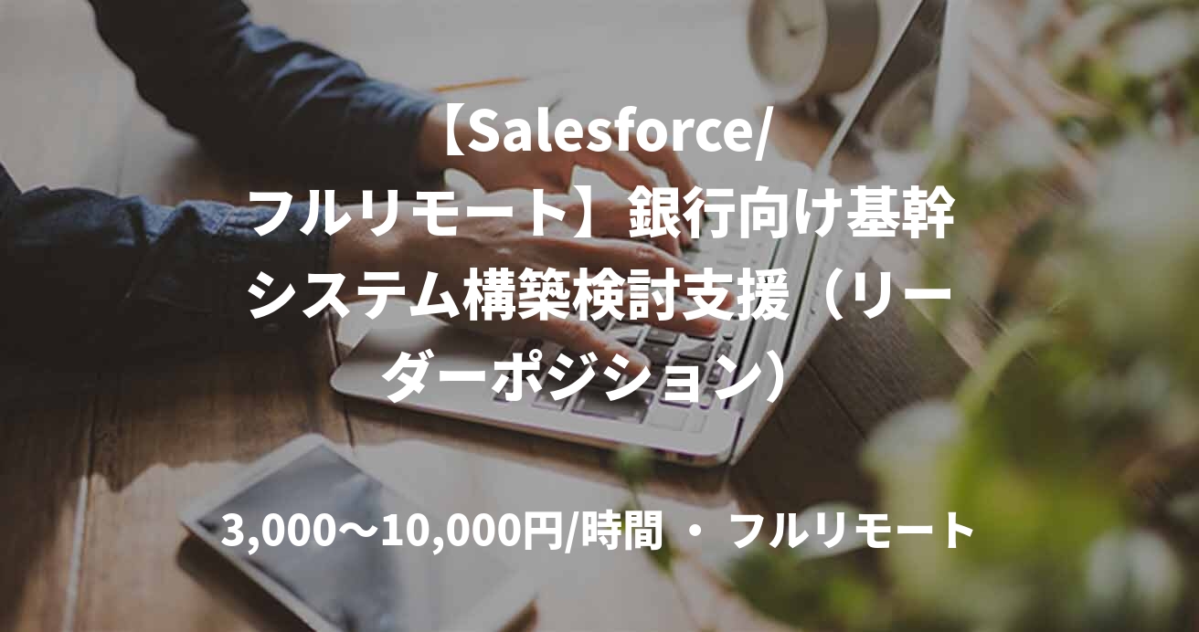 【Salesforce/ フルリモート】銀行向け基幹システム構築検討支援(リーダーポジション)