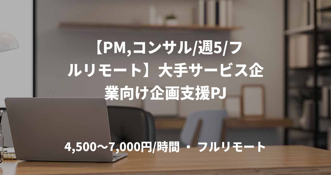 【PM,コンサル/週5/フルリモート】大手サービス企業向け企画支援PJ