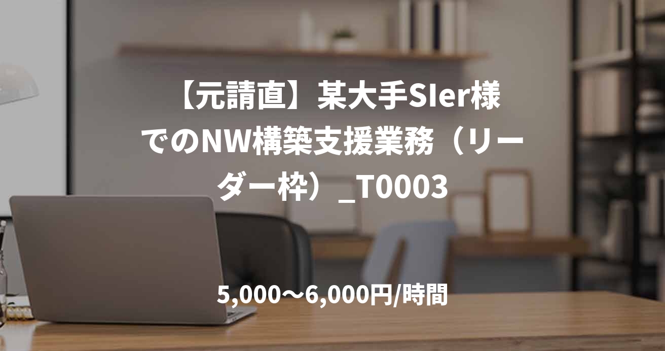 【元請直】某大手SIer様でのNW構築支援業務（リーダー枠）_T0003