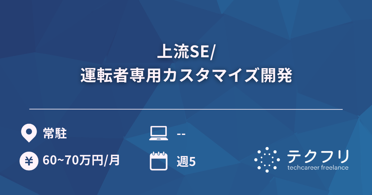 上流SE/運転者専用カスタマイズ開発