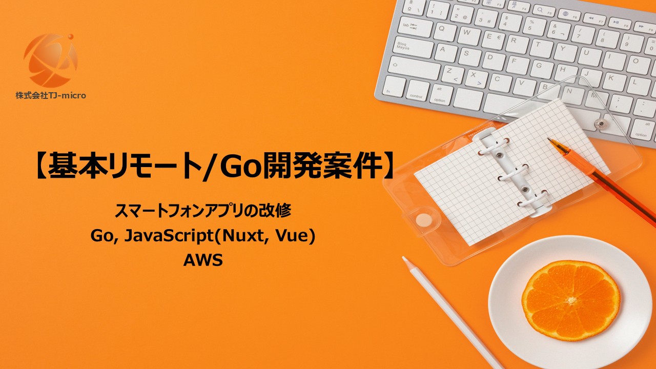 基本リモート【Go言語開発案件】Nuxt, Vue, AWS構築経験【TJ-micro】
