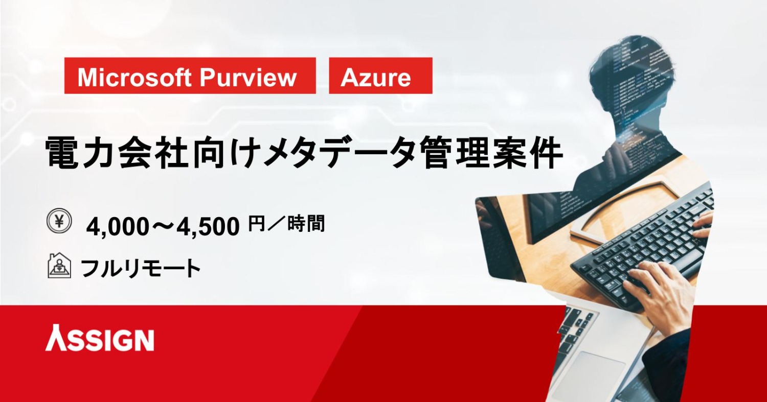 【Microsoft Purview】電力会社向けメタデータ管理支援（Microsoft Purview導入・運用） フルリモート