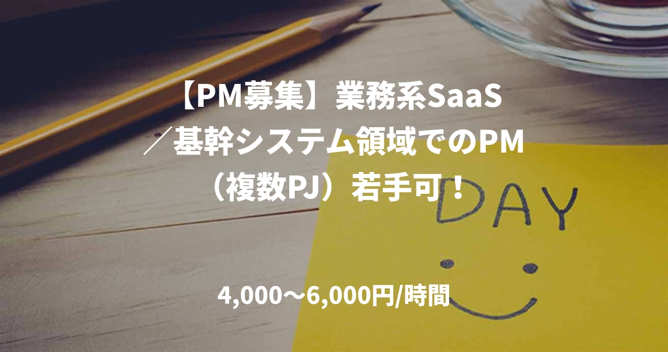【PM募集】業務系SaaS／基幹システム領域でのPM（複数PJ）若手可！