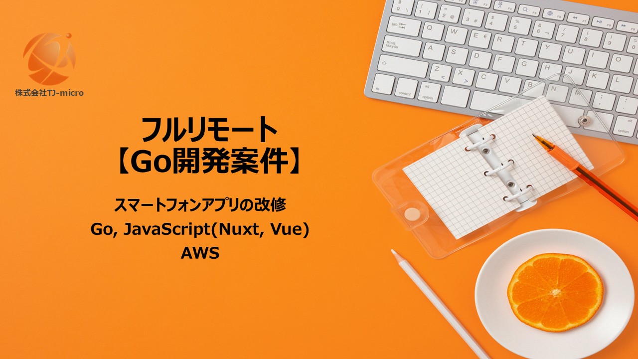 基本リモート【Go言語開発案件】Nuxt, Vue, AWS構築経験【TJ-micro】