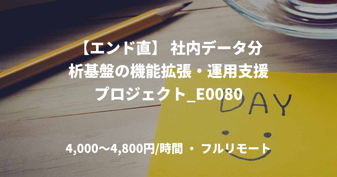 【エンド直】 社内データ分析基盤の機能拡張・運用支援プロジェクト_E0080