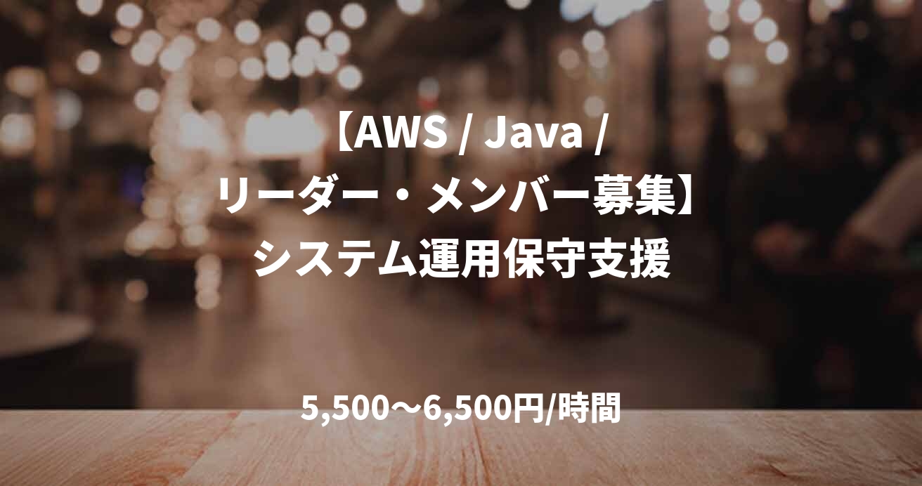 【AWS / Java / リーダー・メンバー募集】システム運用保守支援