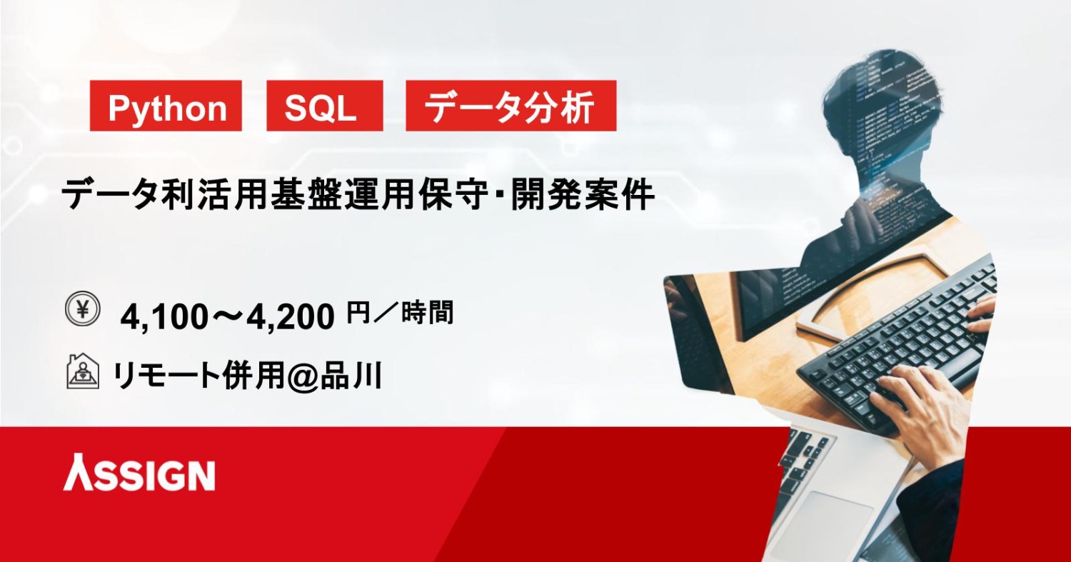 【Python・SQL】データ利活用基盤運用保守・開発案件　リモート併用@品川