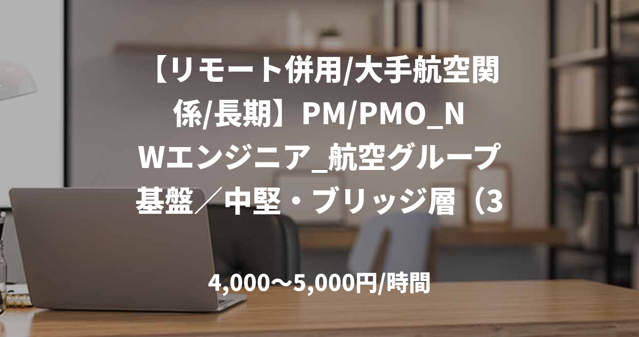 【リモート併用/大手航空関係/長期】PM/PMO_NWエンジニア_航空グループ基盤／中堅・ブリッジ層（30代想定）