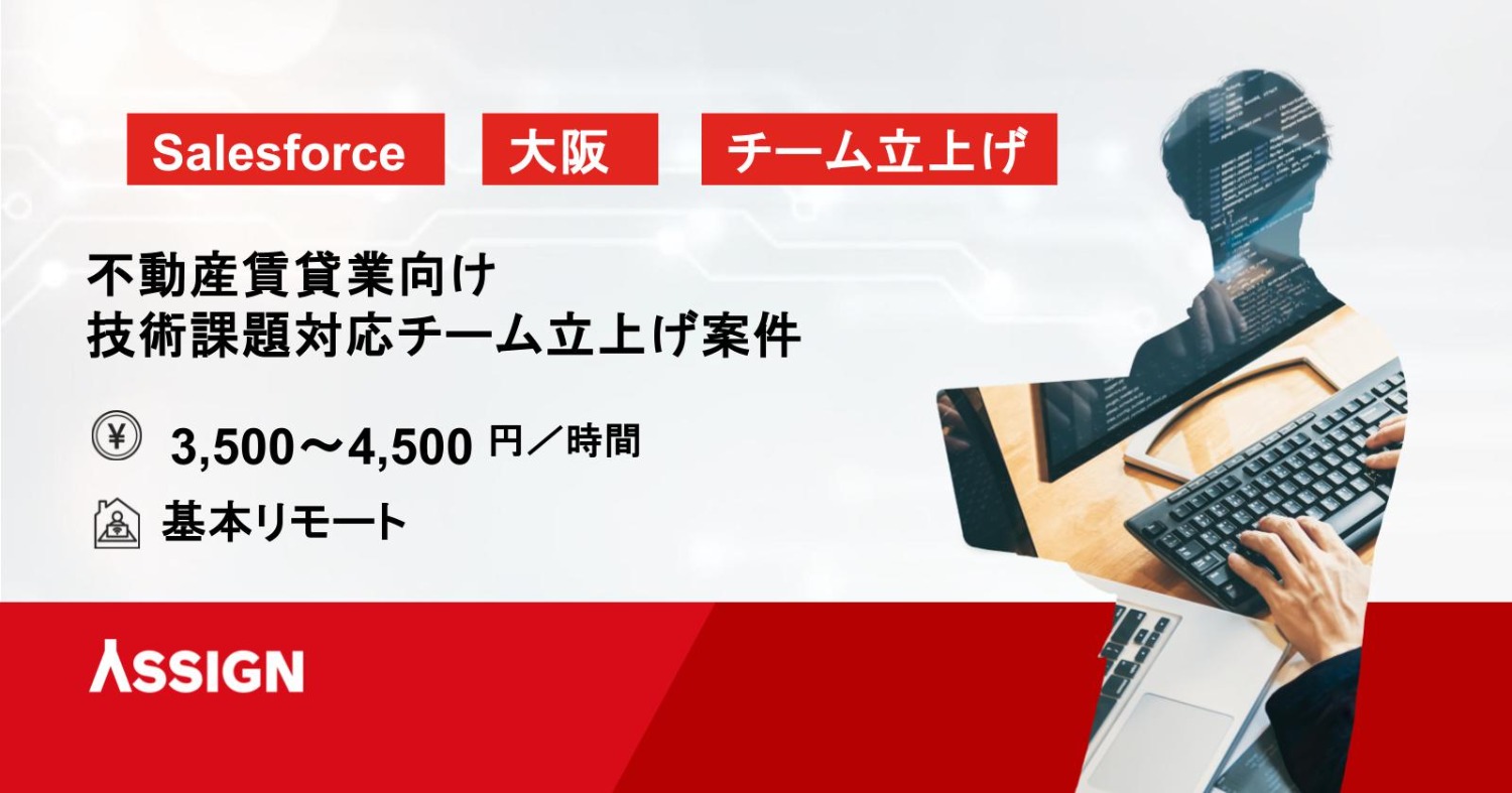 【Salesforce/大阪】不動産賃貸業向け技術課題対応チーム立上げ案件　基本リモート