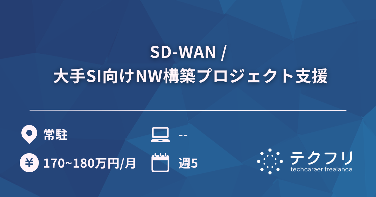 SD-WAN / 大手SI向けNW構築プロジェクト支援