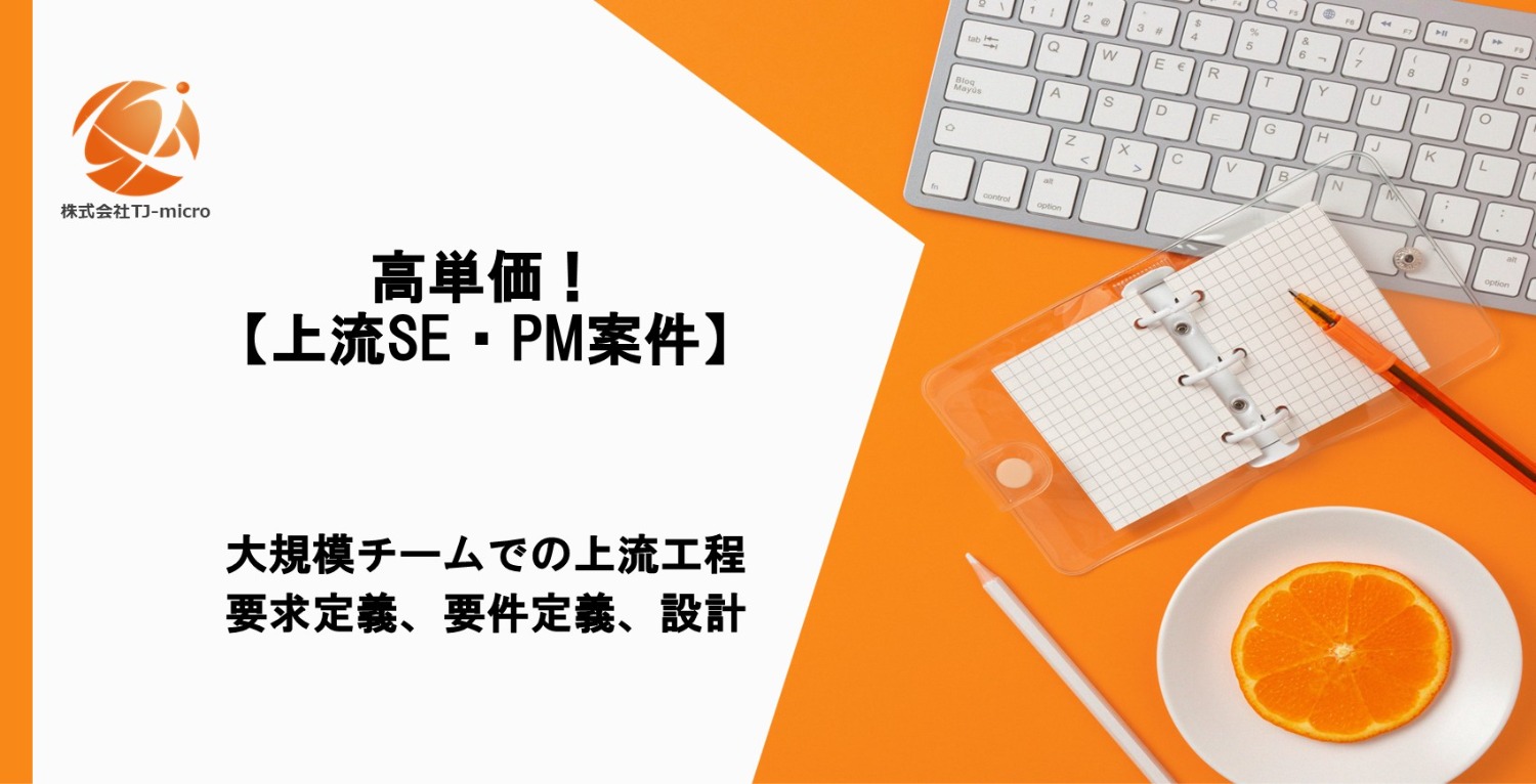 高単価【上流SE・PM案件】大規模チームでの上流工程をリード可能な方【TJ-micro】