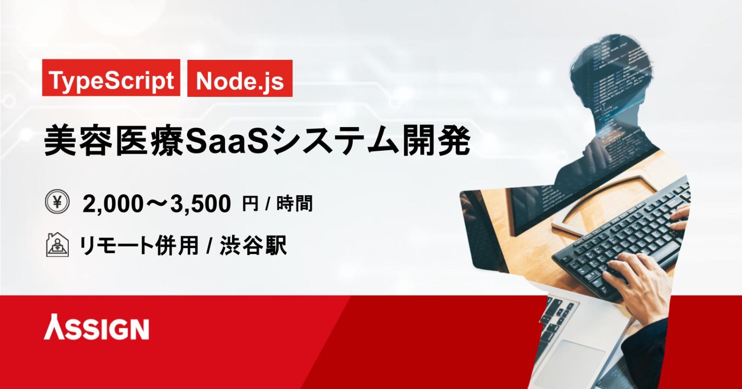 【TypeScript/Node.js】美容医療SaaSシステム開発案件　リモート併用＠渋谷