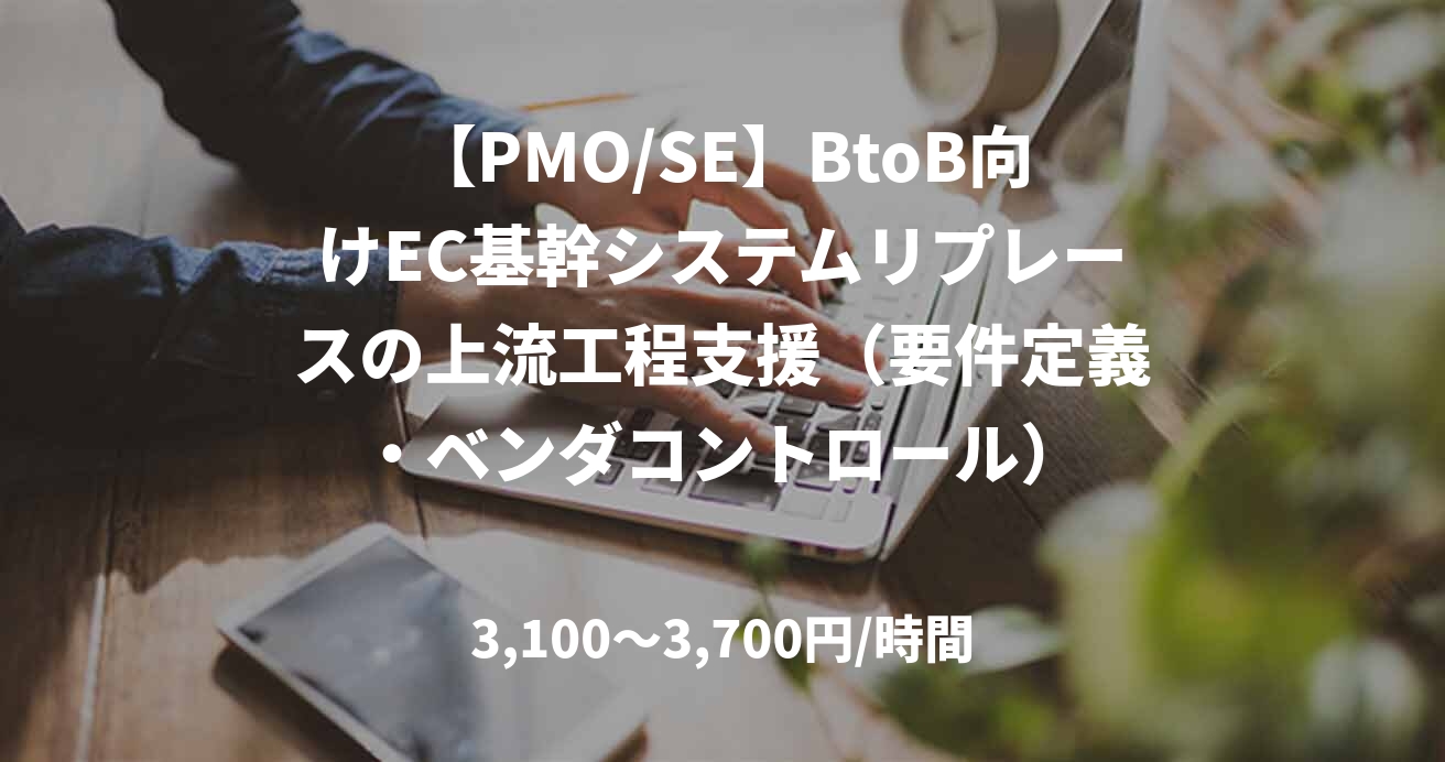 【PMO/SE】BtoB向けEC基幹システムリプレースの上流工程支援（要件定義・ベンダコントロール）