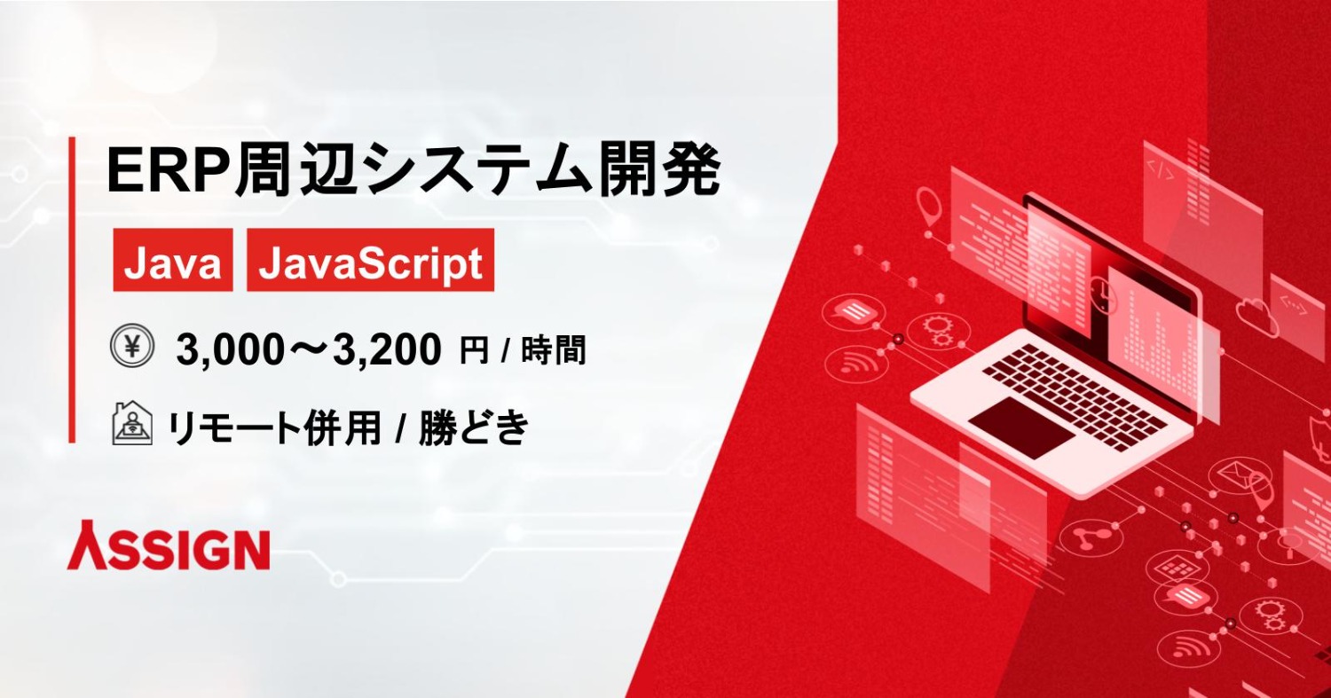 【Java/JavaScript】ERP周辺システム開発案件　基本リモート＠勝どき