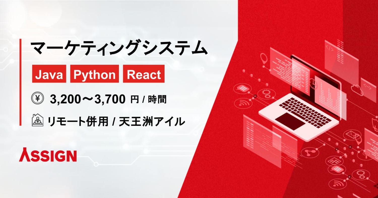 【Java/Python/React】マーケティングシステム開発案件　リモート併用＠天王洲アイル