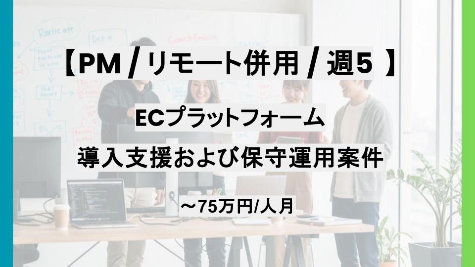 【PM/リモート併用】週5/ECプラットフォーム導入支援および保守運用案件/パートナー案件