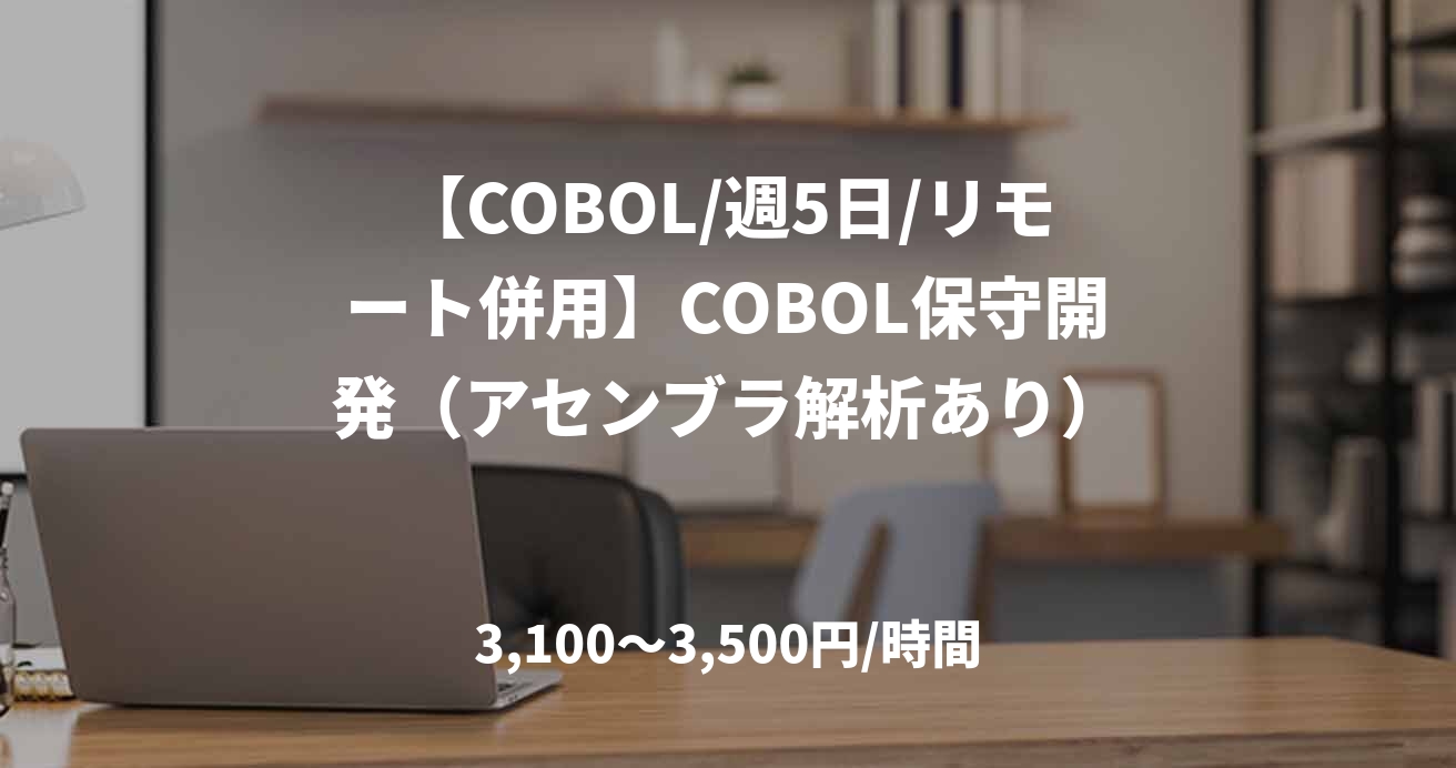 【COBOL/週5日/リモート併用】COBOL保守開発（アセンブラ解析あり）