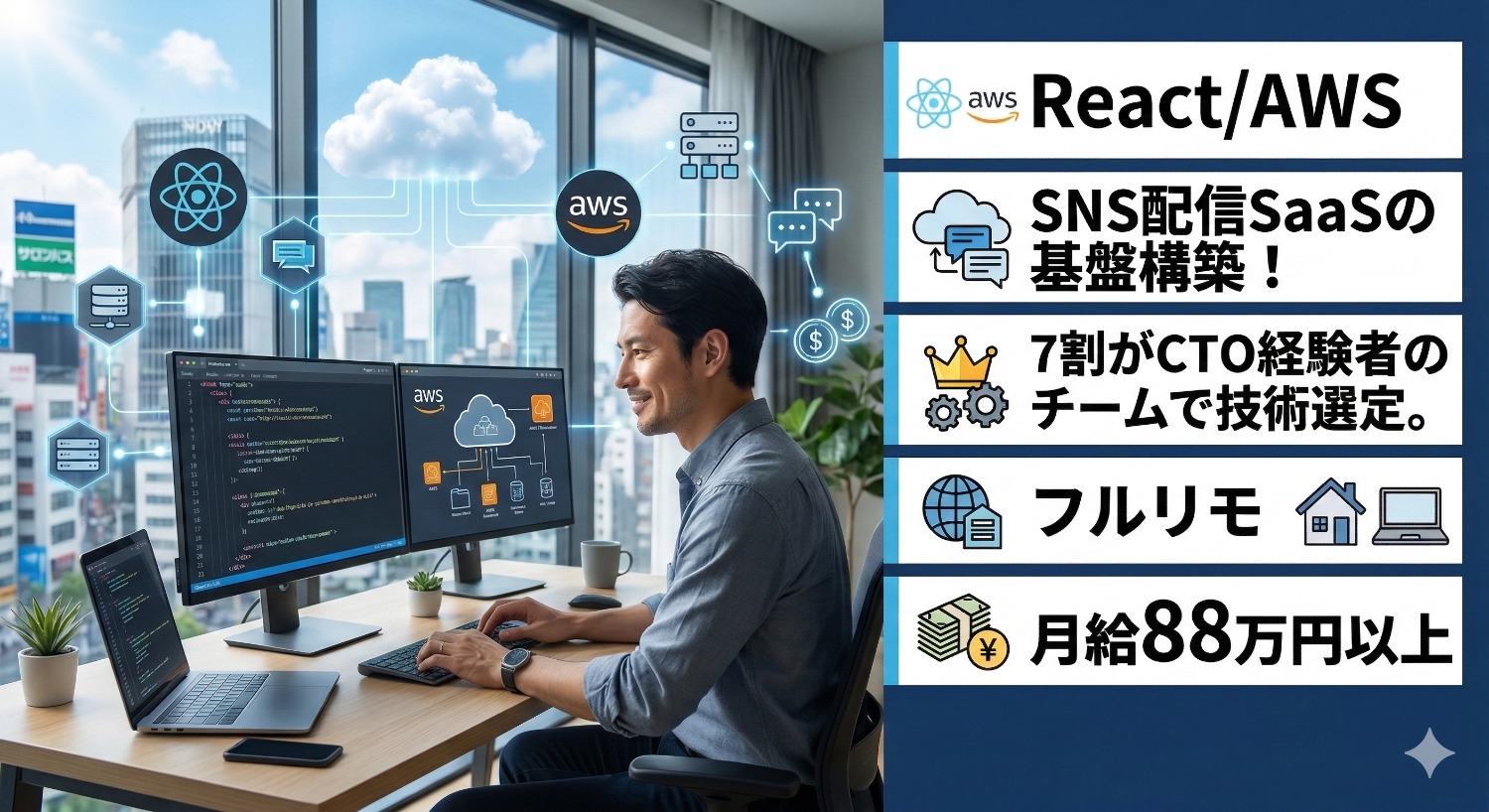 【CTO直下＆フルリモ案件】7割が元CTOの精鋭チーム。SNS配信SaaS開発！