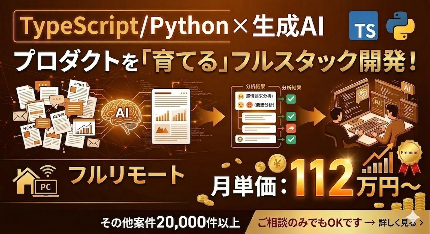 【高単価/フルリモート】Cursor・Claude Code支給！生成AIで大企業のナレッジを再定義するフルスタックエンジニア募集！