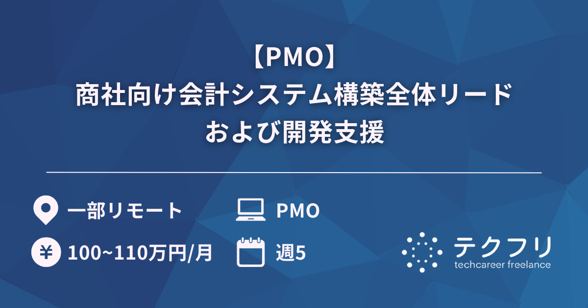 【PMO】商社向け会計システム構築全体リードおよび開発支援