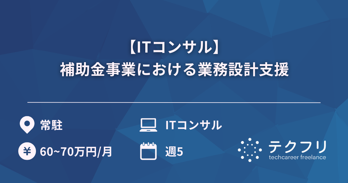 【ITコンサル】補助金事業における業務設計支援