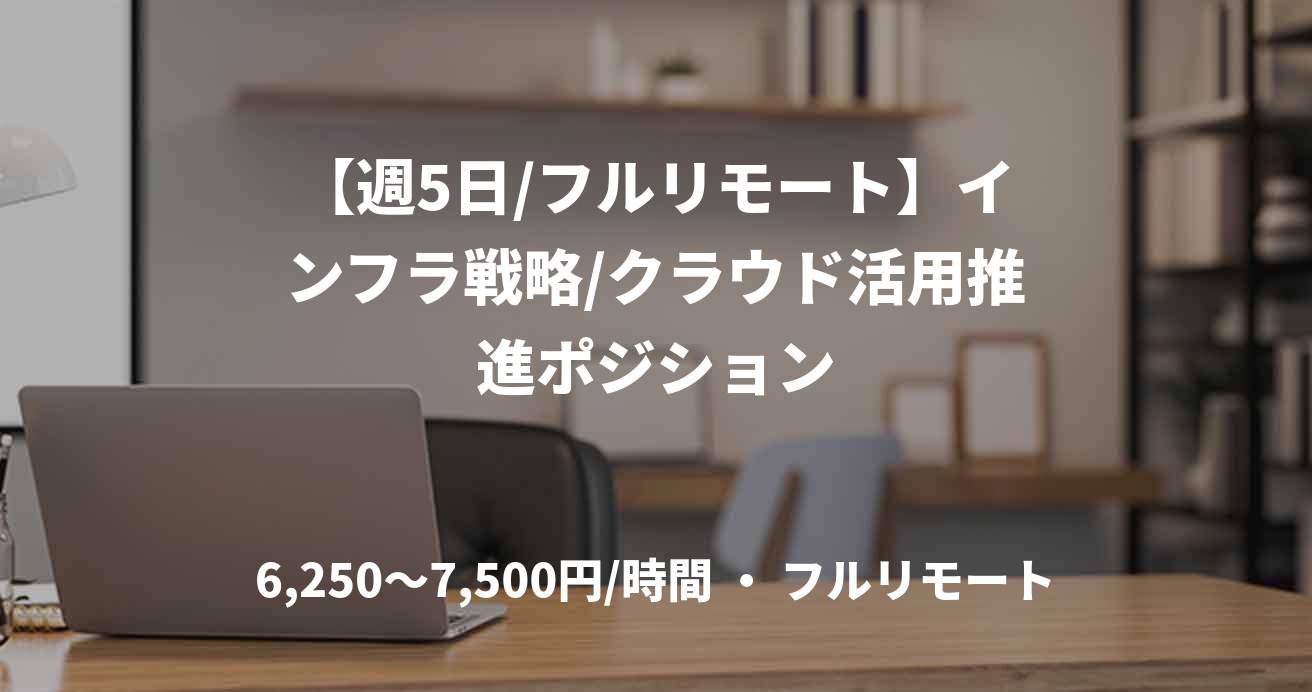 【週5日/フルリモート】インフラ戦略/クラウド活用推進ポジション