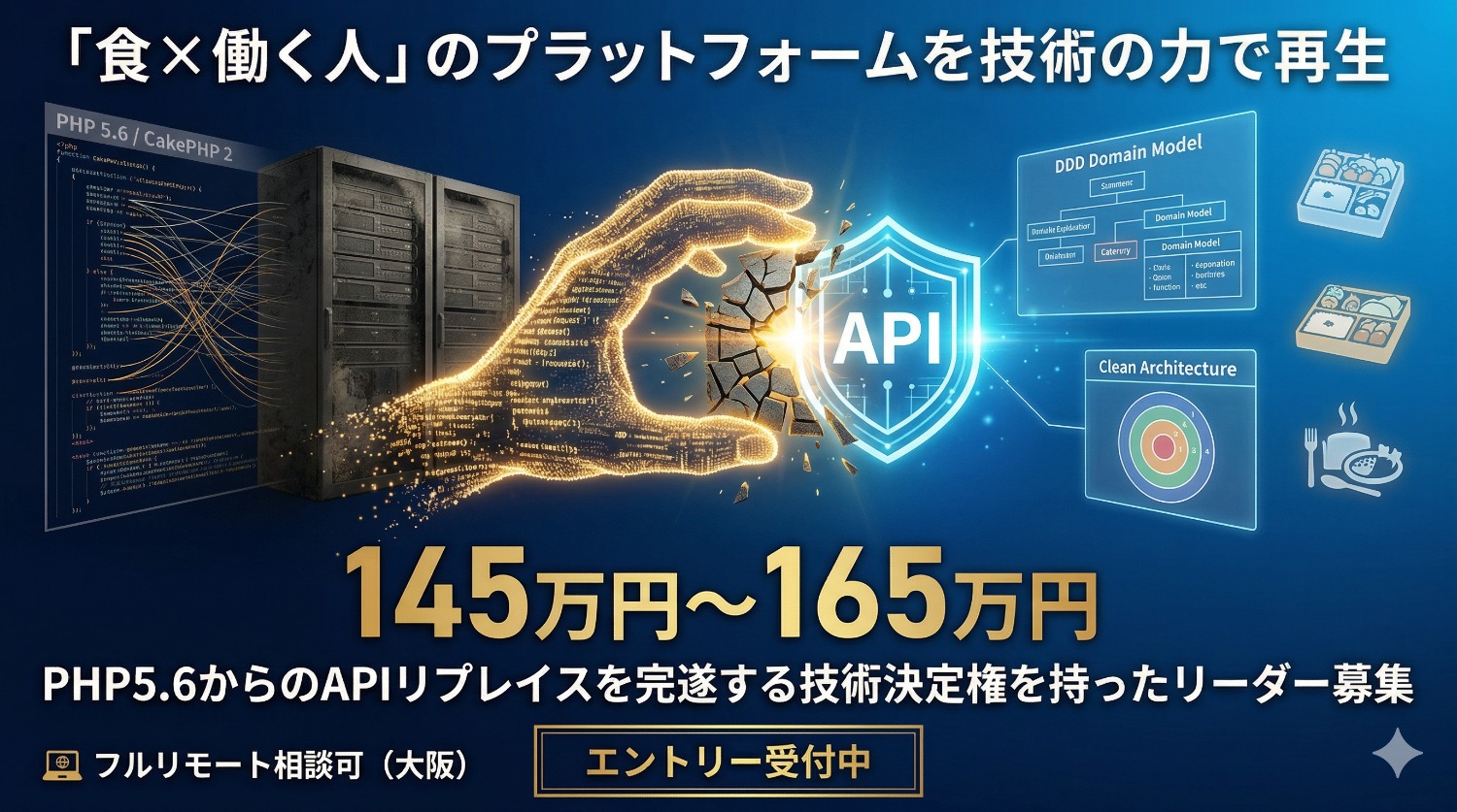 【PHP/レガシー大転換】DDD・クリーンアーキテクチャ推進！『食×法人』ポータルサイトをモダンに再構築するリードエンジニア募集