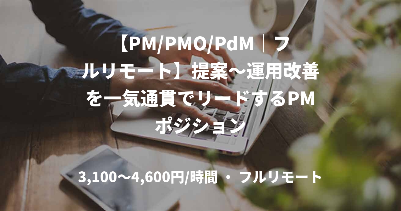 【PM/PMO/PdM｜フルリモート】提案〜運用改善を一気通貫でリードするPMポジション