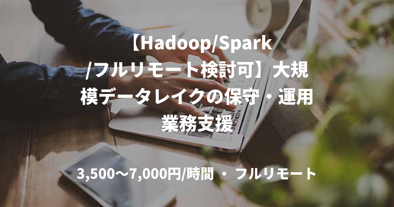 【Hadoop/Spark/フルリモート検討可】大規模データレイクの保守・運用業務支援