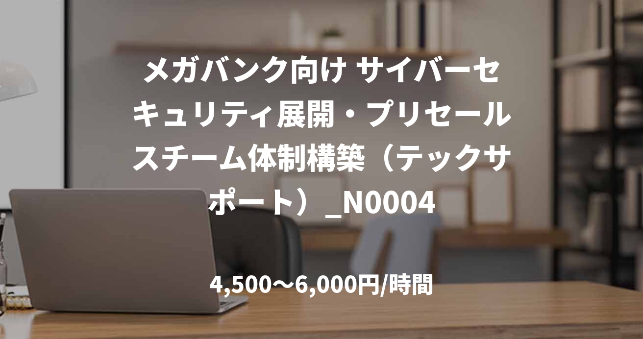 メガバンク向け サイバーセキュリティ展開・プリセールスチーム体制構築（テックサポート）_N0004