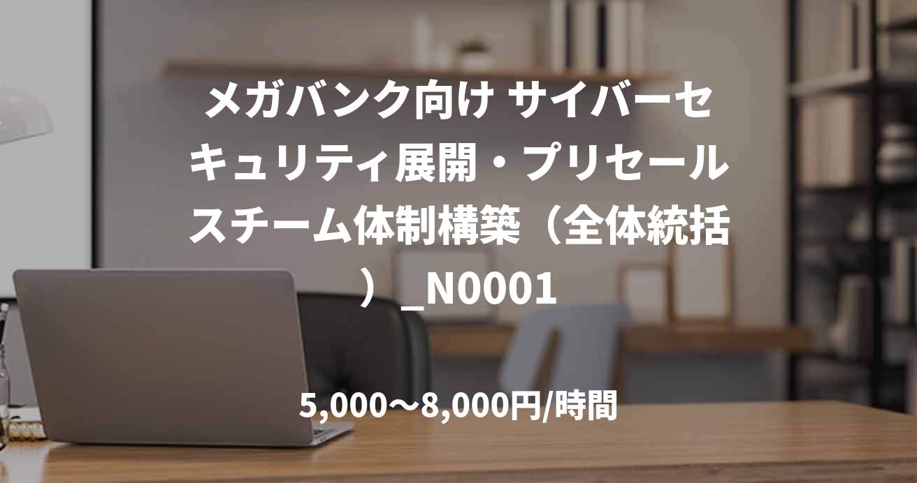 メガバンク向け サイバーセキュリティ展開・プリセールスチーム体制構築（全体統括）_N0001